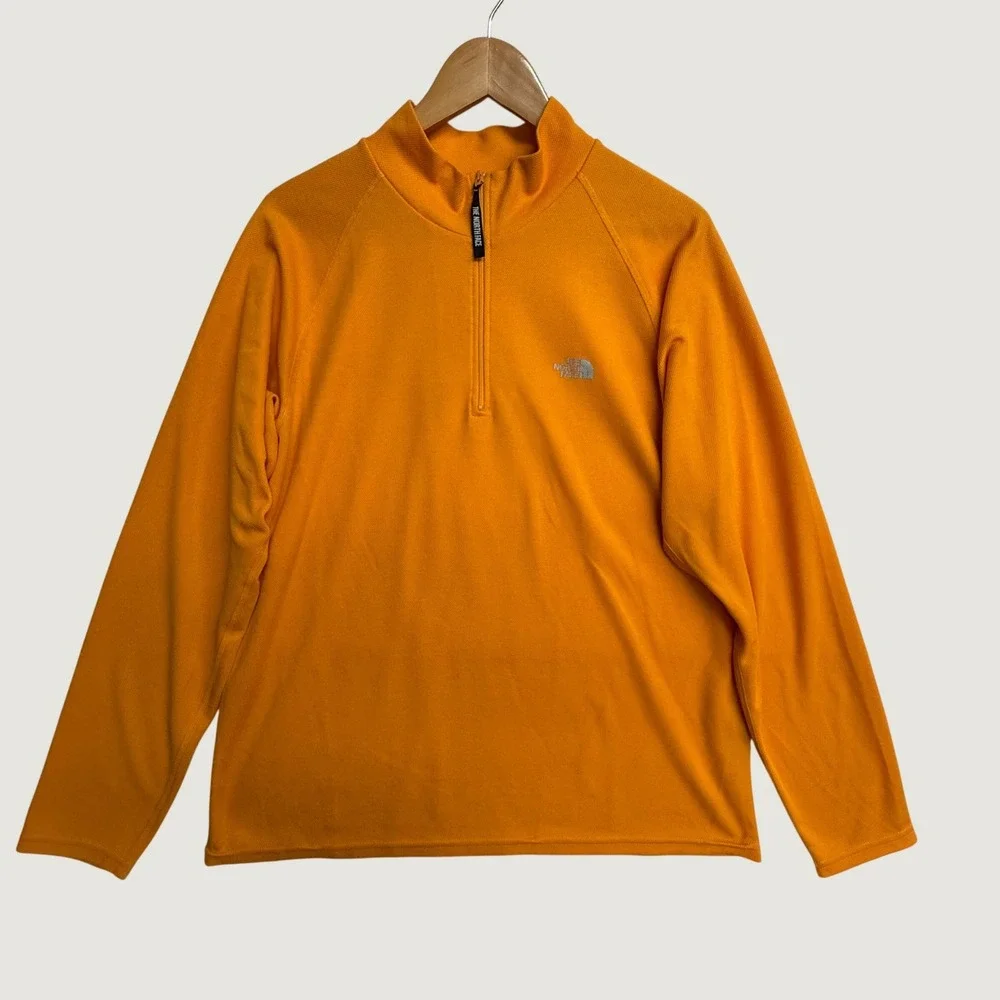 Vintage The North Face Polartec Pullover Men L Orange 1/4 Zip Made USA